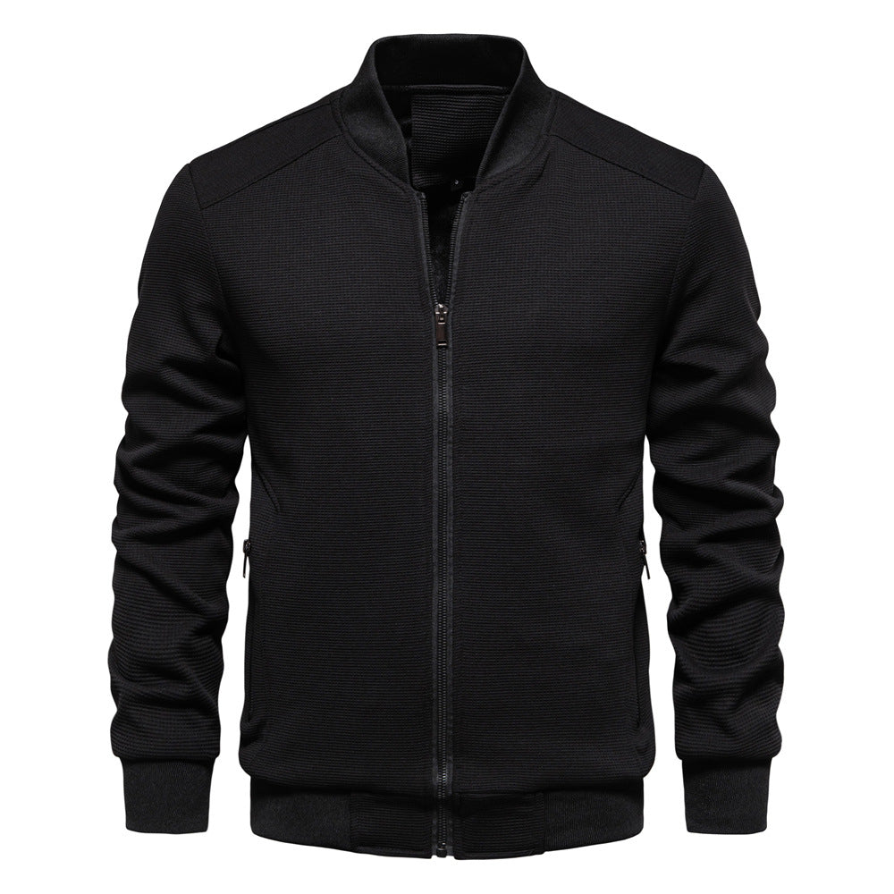 Blouson homme – Coupe slim – Tissu texturé – Fermeture zippée – Finitions côtelées