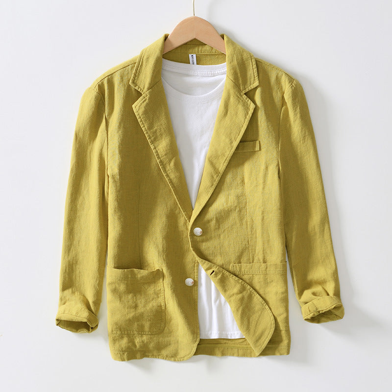 Veste homme – Blazer décontracté – Coton lin – Coupe ample – Style casual
