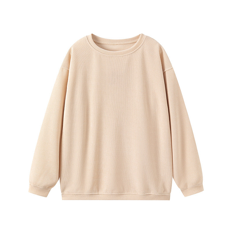 Pull femme – Coupe décontractée – Maille côtelée – Col rond manches longues