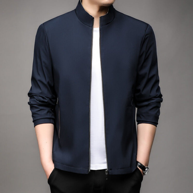 Veste homme – Coupe ajustée – Col montant – Fermeture zippée – Style business casual
