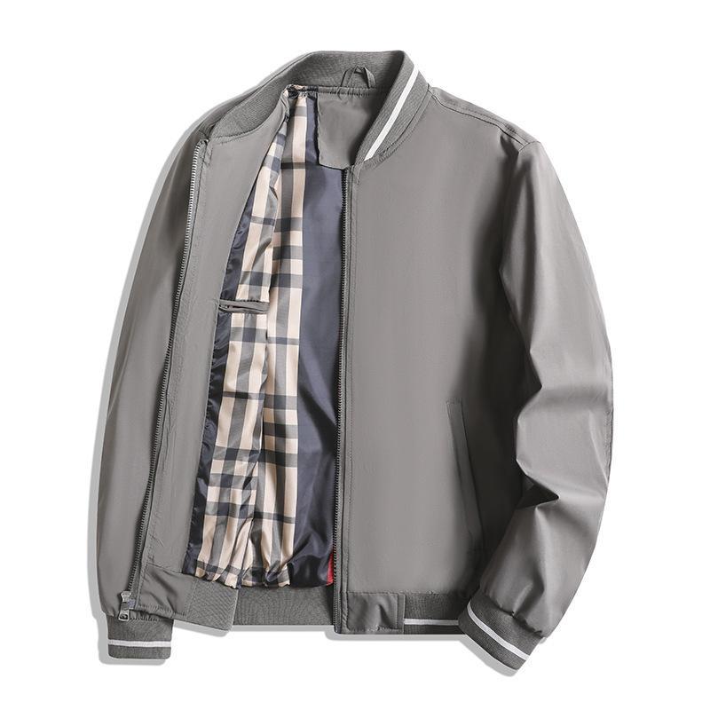 Veste homme – Coupe décontractée – Col et poignets côtelés – Fermeture zippée – Doublure à carreaux