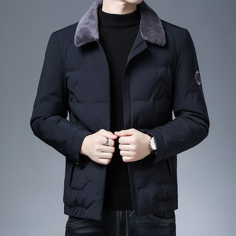 Veste matelassée homme – Coupe slim – Col fourrure amovible – Déperlante isolée