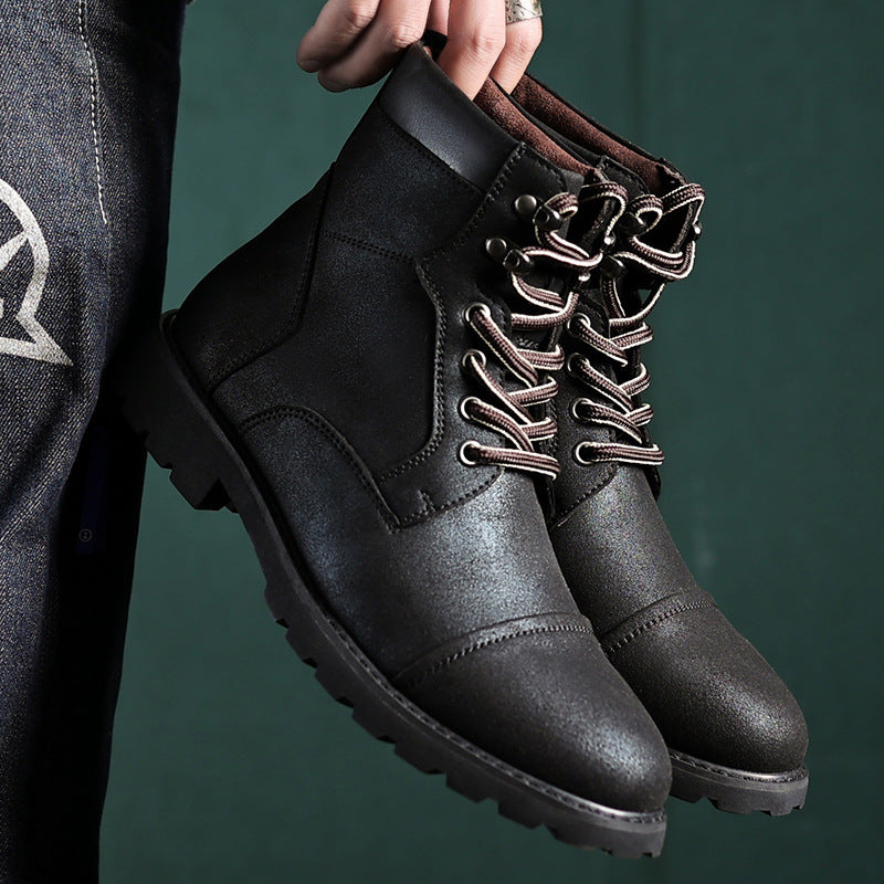 Bottes à Lacets Homme – Cuir Lisse – Tige Cheville – Bout Renforcé – Col Matelassé