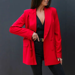 Veste blazer femme – Coupe cintrée – Double boutonnage – Tissu structuré élégant