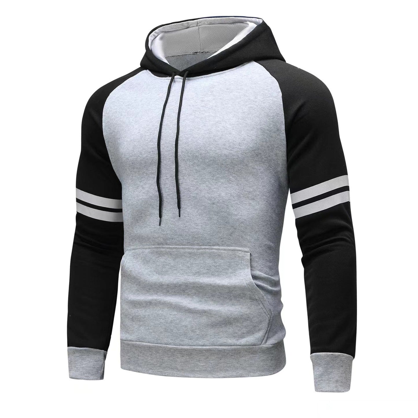 Sweat à capuche homme – Coupe régulière – Coton doux – Manches raglan à bandes