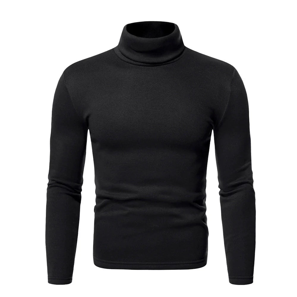 T-shirt col roulé homme – Coupe ajustée – Tissu stretch doux – Manches longues