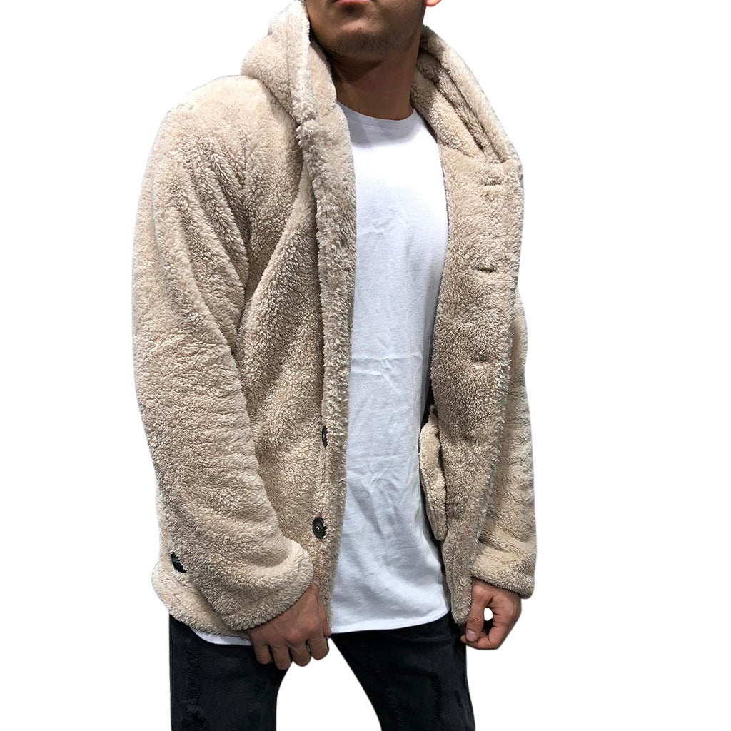 Veste à capuche homme – Polaire douce – Coupe décontractée – Fermeture à boutons