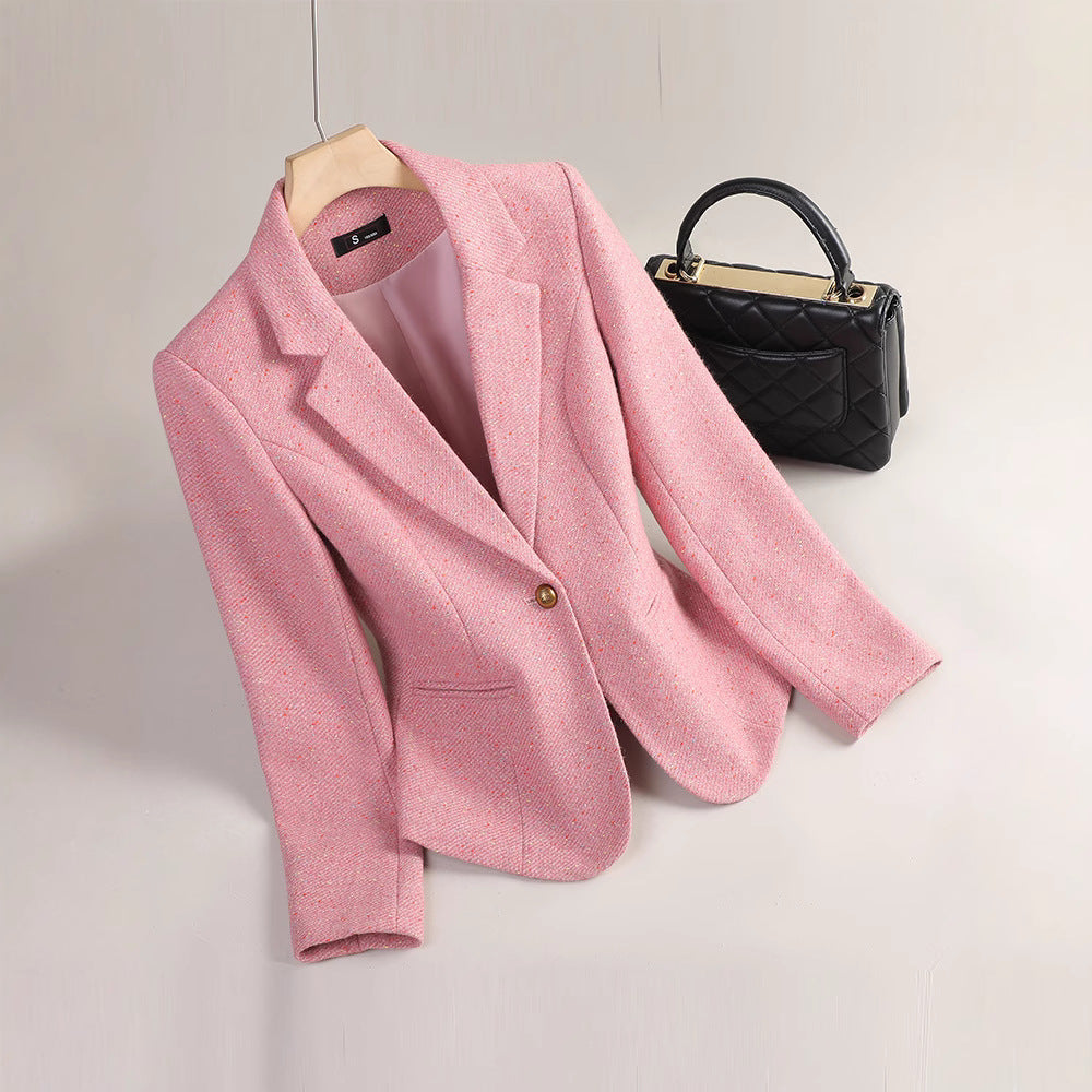 Blazer femme – Coupe cintrée – Tissu de luxe – Revers cranté – Fermeture un bouton