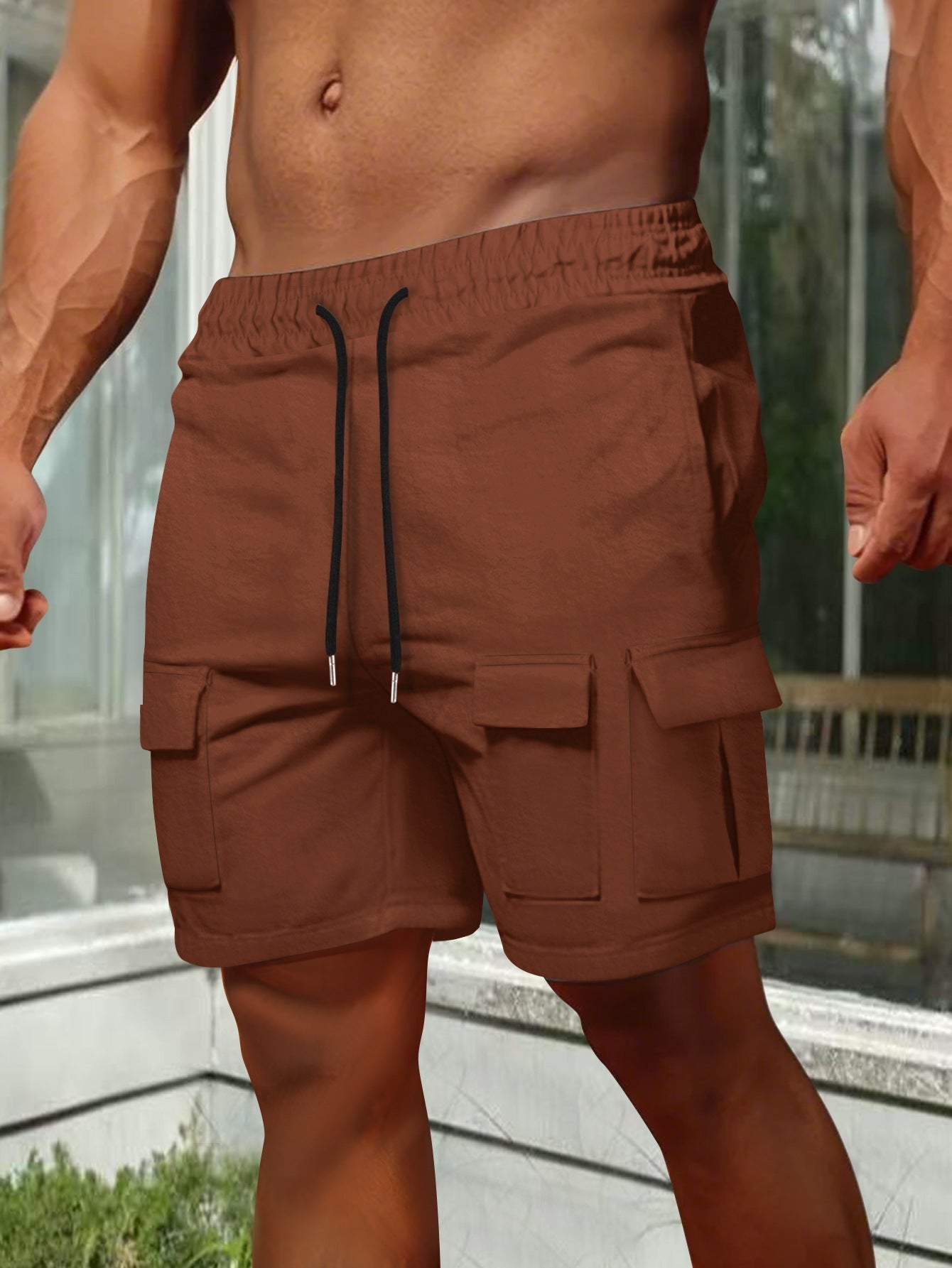 Short cargo homme – Coupe décontractée – Tissu respirant – Taille élastique – Poches utilitaires