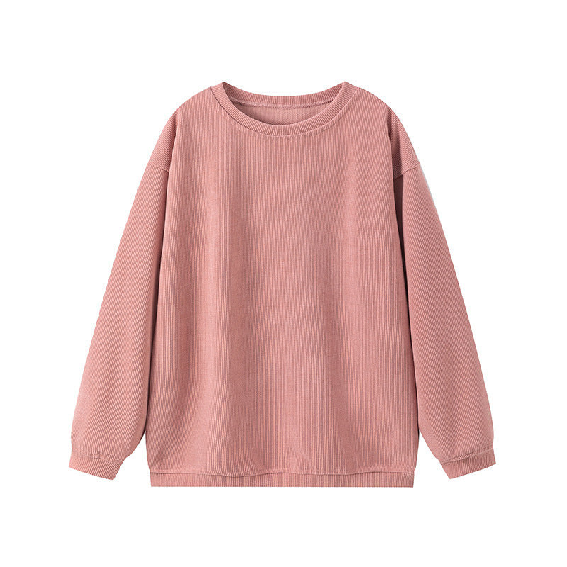 Pull femme – Coupe décontractée – Maille côtelée – Col rond manches longues