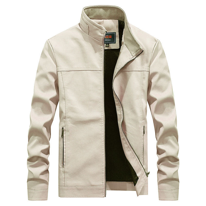 Blouson moto homme – Coupe structurée – Col montant – Poches zippées