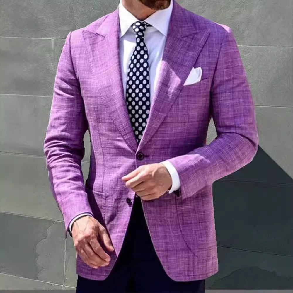 Blazer homme – Coupe cintrée – Tissu lisse – Revers cranté – Style formel élégant