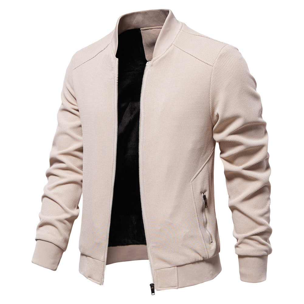 Blouson homme – Coupe slim – Tissu texturé – Fermeture zippée – Finitions côtelées