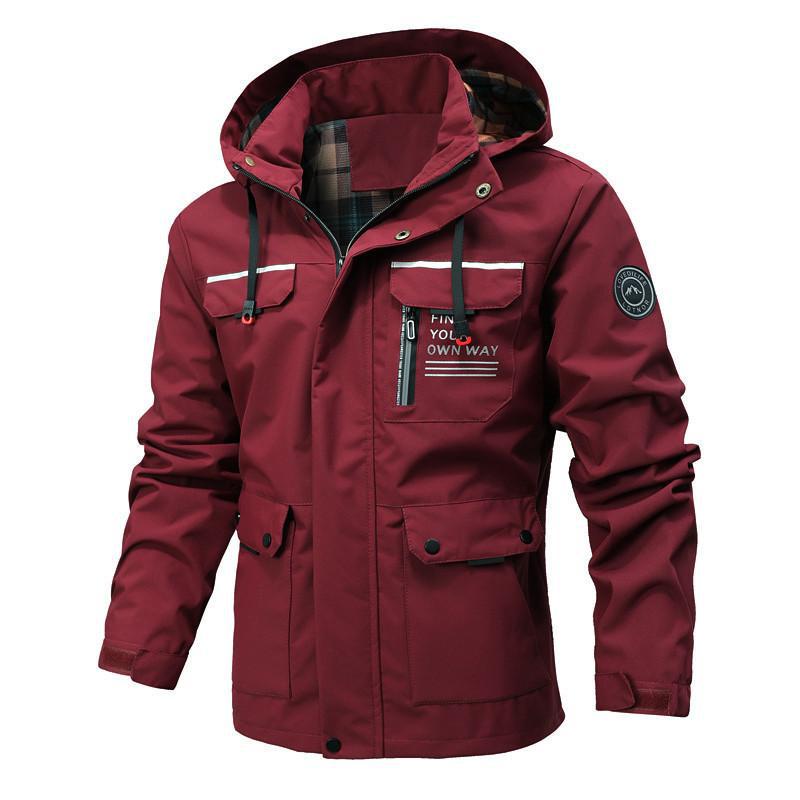 Veste coupe-vent homme – Capuche doublée – Coupe structurée – Poches multiples