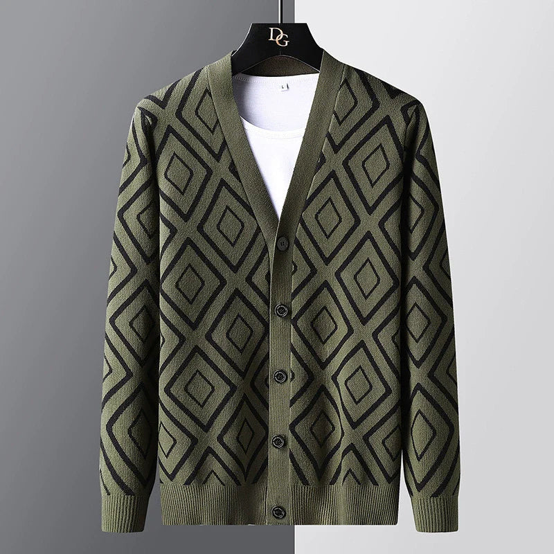 Gilet homme – Coupe slim – Maille jacquard – Boutonnage devant élégant