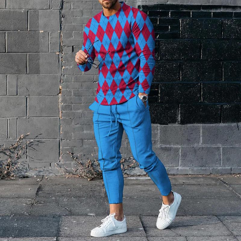 Survêtement homme – Coupe slim – Col rond – Imprimé 3D – Pantalon fuselé