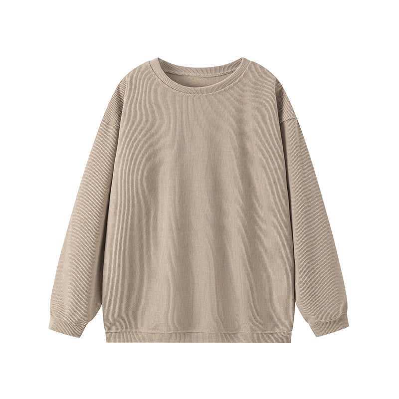 Pull femme – Coupe décontractée – Maille côtelée – Col rond manches longues