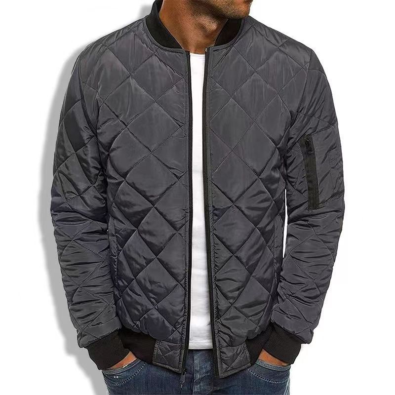 Veste matelassée homme – Coupe droite – Coton mélangé – Col montant – Fermeture zippée