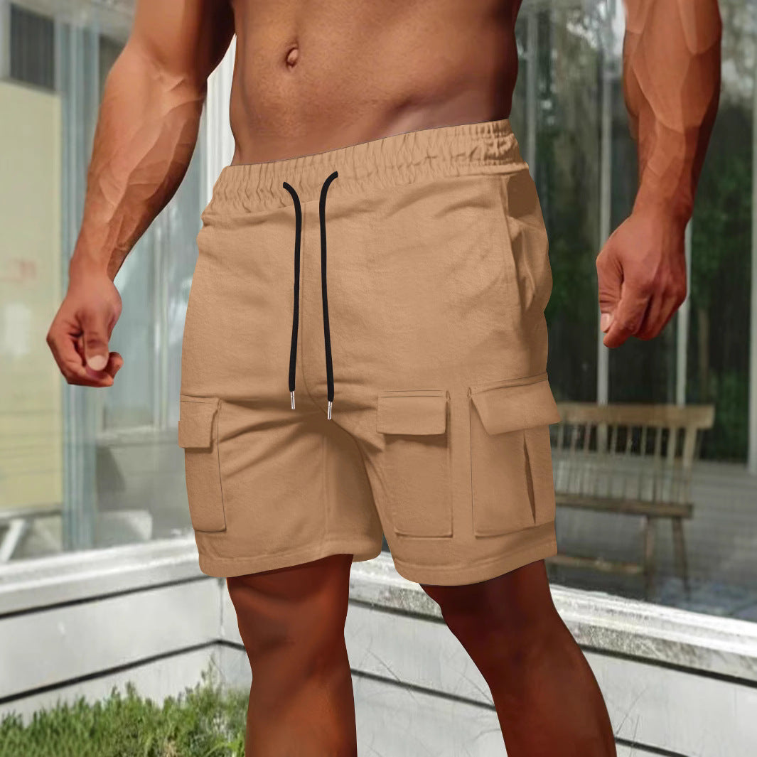 Short cargo homme – Coupe décontractée – Tissu respirant – Taille élastique – Poches utilitaires