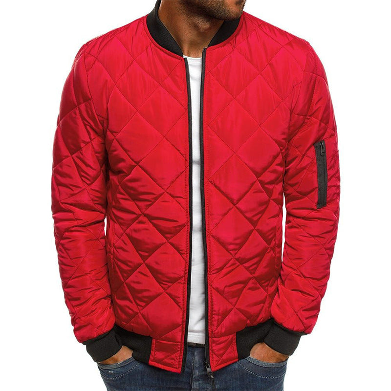 Veste matelassée homme – Coupe droite – Coton mélangé – Col montant – Fermeture zippée