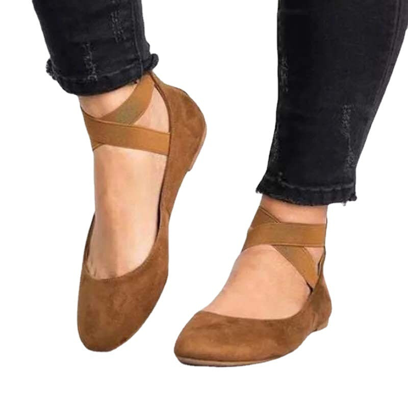 Ballerines femme – Suédine douce – Bride élastique – Bout rond – Coupe basse