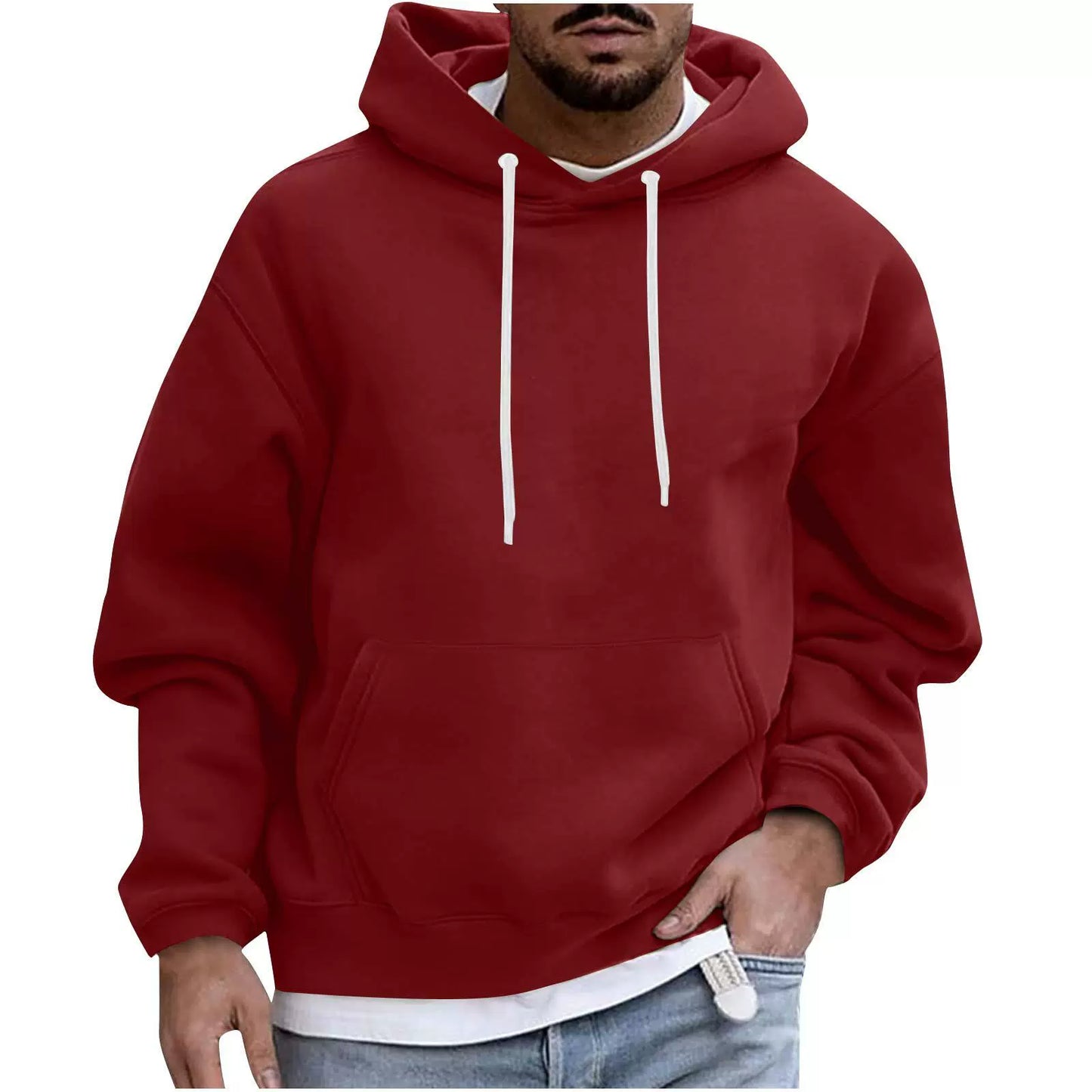 Sweat à capuche homme – Coupe ample – Tissu polaire doux – Poche kangourou