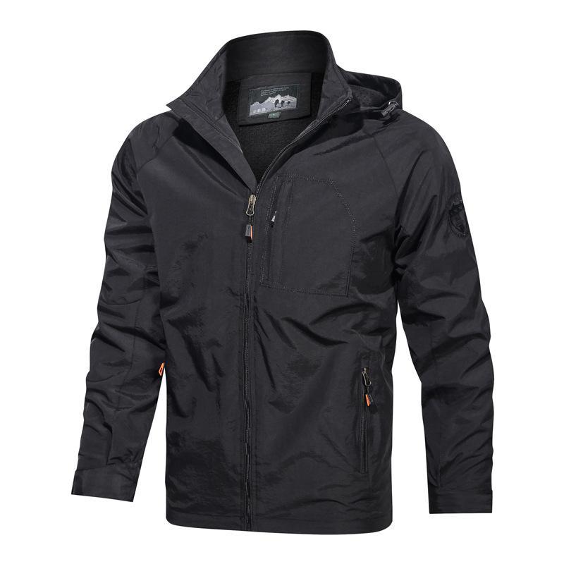 Veste à capuche homme – Coupe structurée – Tissu coupe-vent – Poches zippées