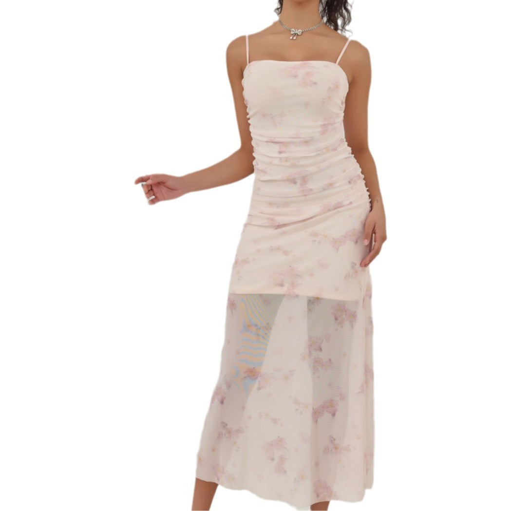 Robe longue sans manches femme – Coupe moulante – Bretelles fines – Ourlet sirène