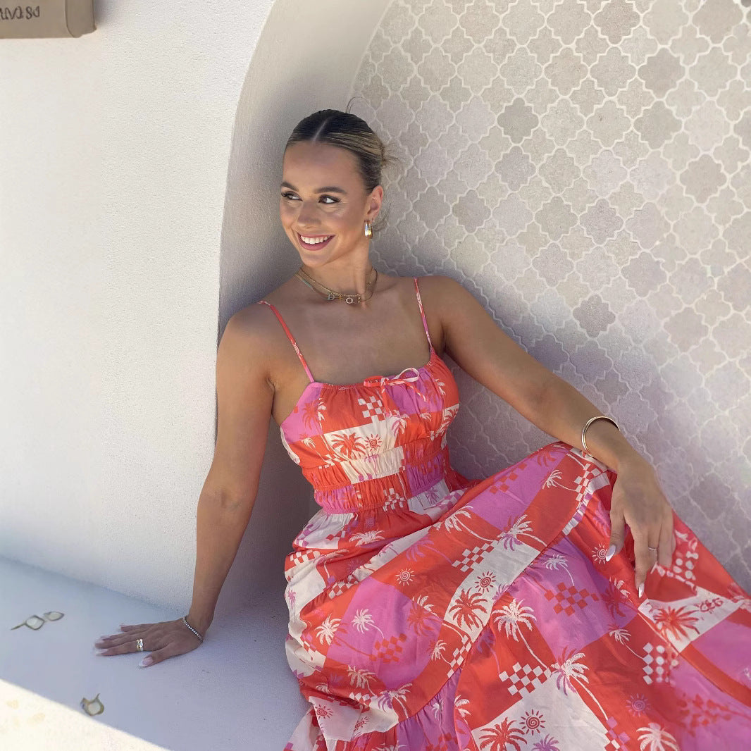 Robe longue femme – Coupe fluide – Bretelles fines – Tissu coton léger – Style décontracté