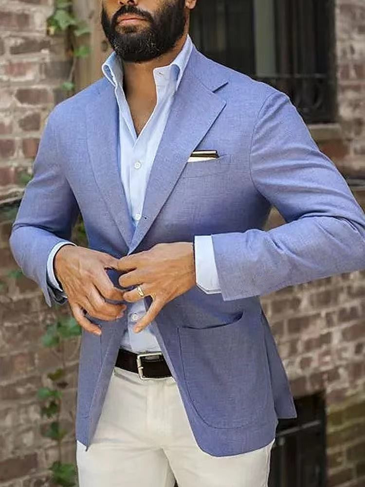 Blazer homme – Coupe cintrée – Tissu lisse – Revers cranté – Style formel élégant
