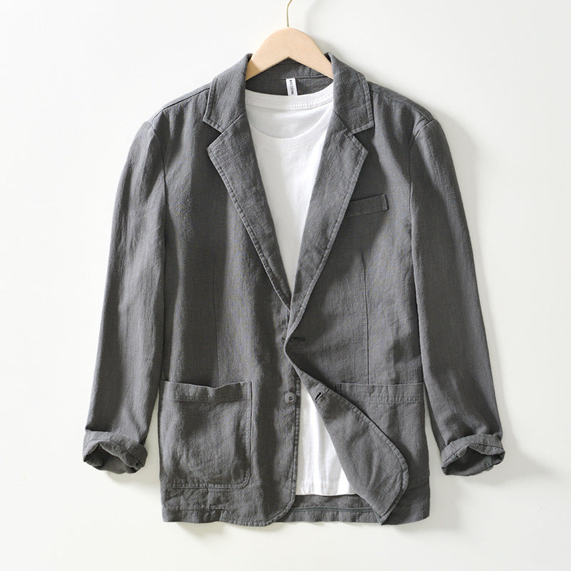 Veste homme – Blazer décontracté – Coton lin – Coupe ample – Style casual