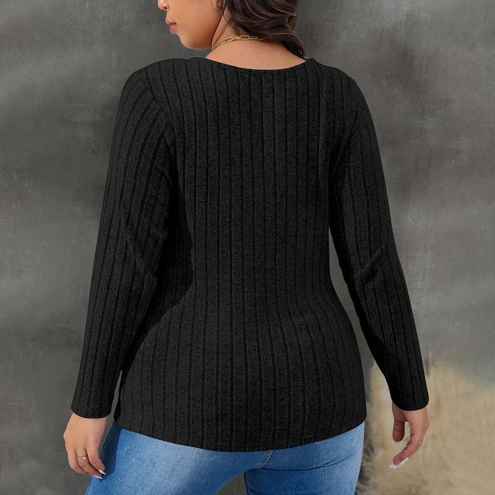 Top portefeuille femme – Maille côtelée – Coupe ajustée – Décolleté en V élégant