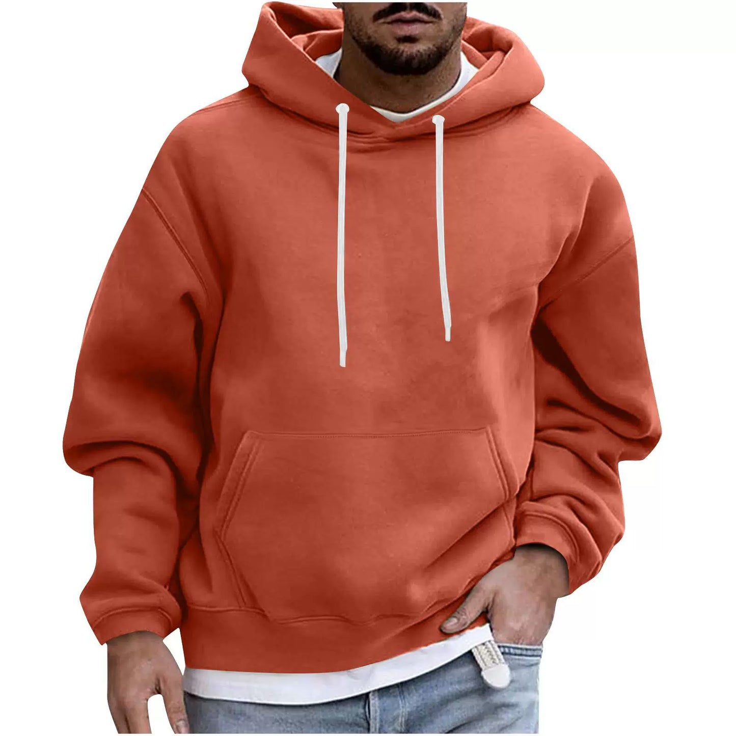 Sweat à capuche homme – Coupe ample – Tissu polaire doux – Poche kangourou