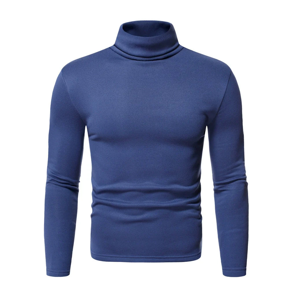 T-shirt col roulé homme – Coupe ajustée – Tissu stretch doux – Manches longues