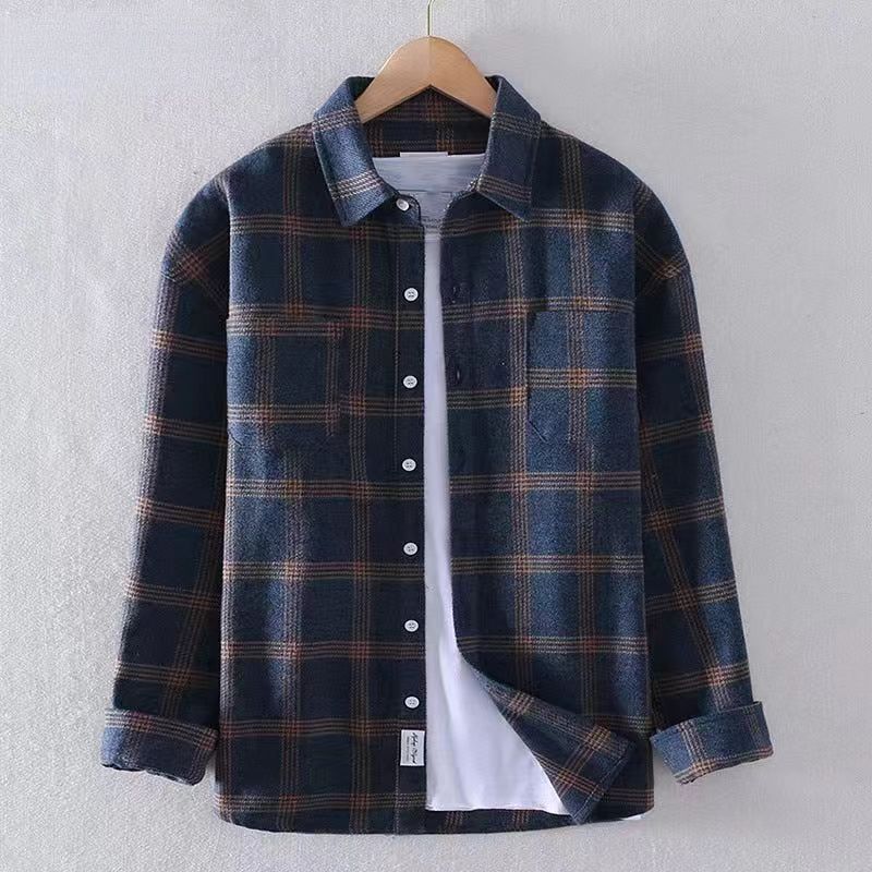 Veste-chemise homme – Coupe régulière – Tissu doux effet coton – Motif à carreaux – Style décontracté