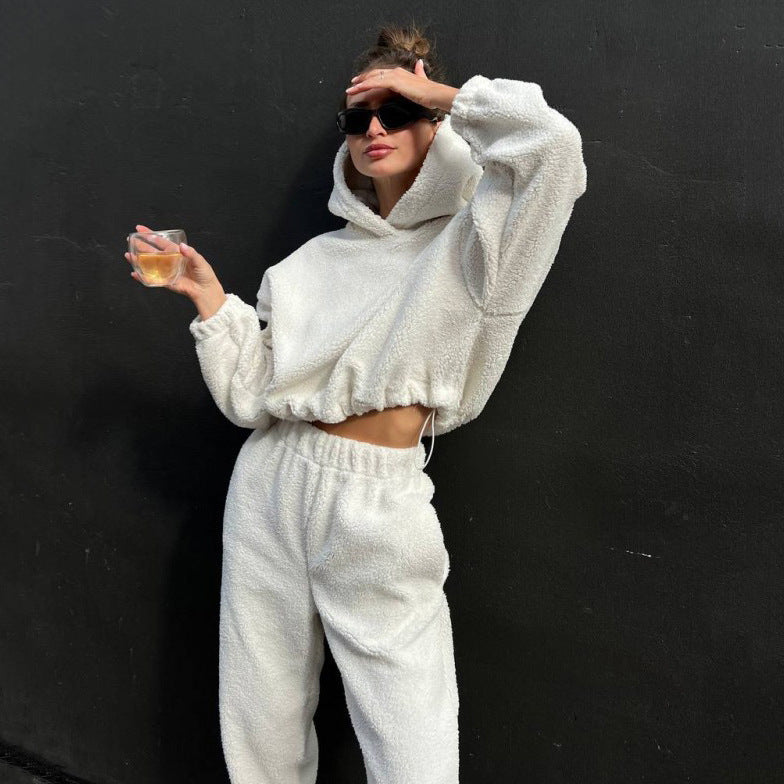 Ensemble Loungewear Femme – Coupe Décontractée – Fleece Doux – Taille Haute Ajustable