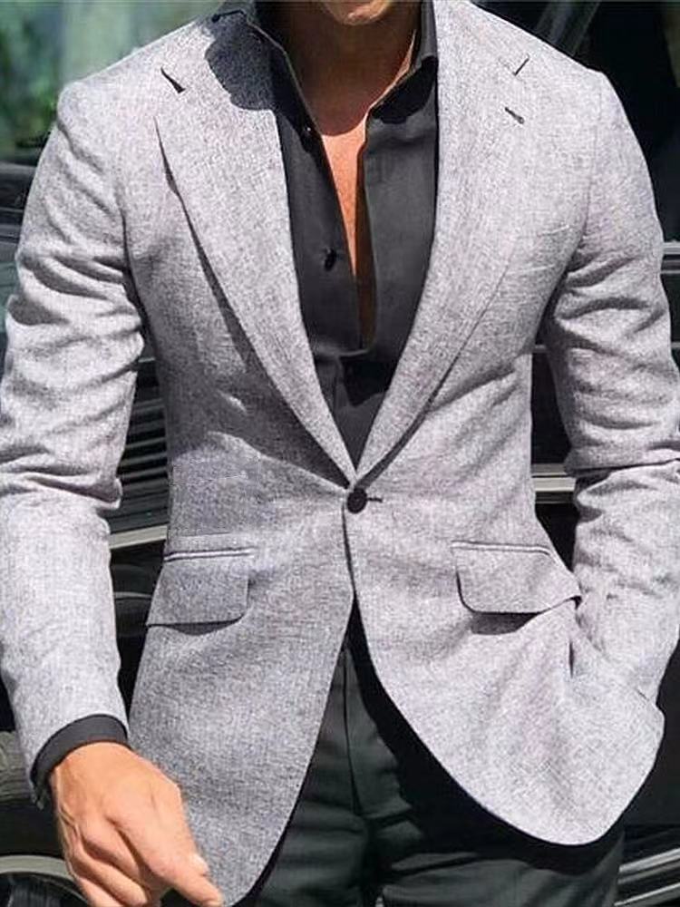 Blazer homme – Coupe cintrée – Tissu lisse – Revers cranté – Style formel élégant