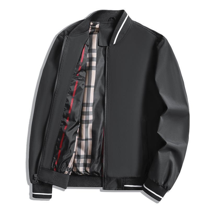 Veste homme – Coupe décontractée – Col et poignets côtelés – Fermeture zippée – Doublure à carreaux