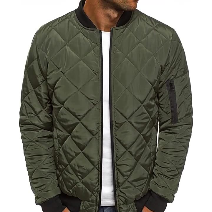 Veste matelassée homme – Coupe droite – Coton mélangé – Col montant – Fermeture zippée