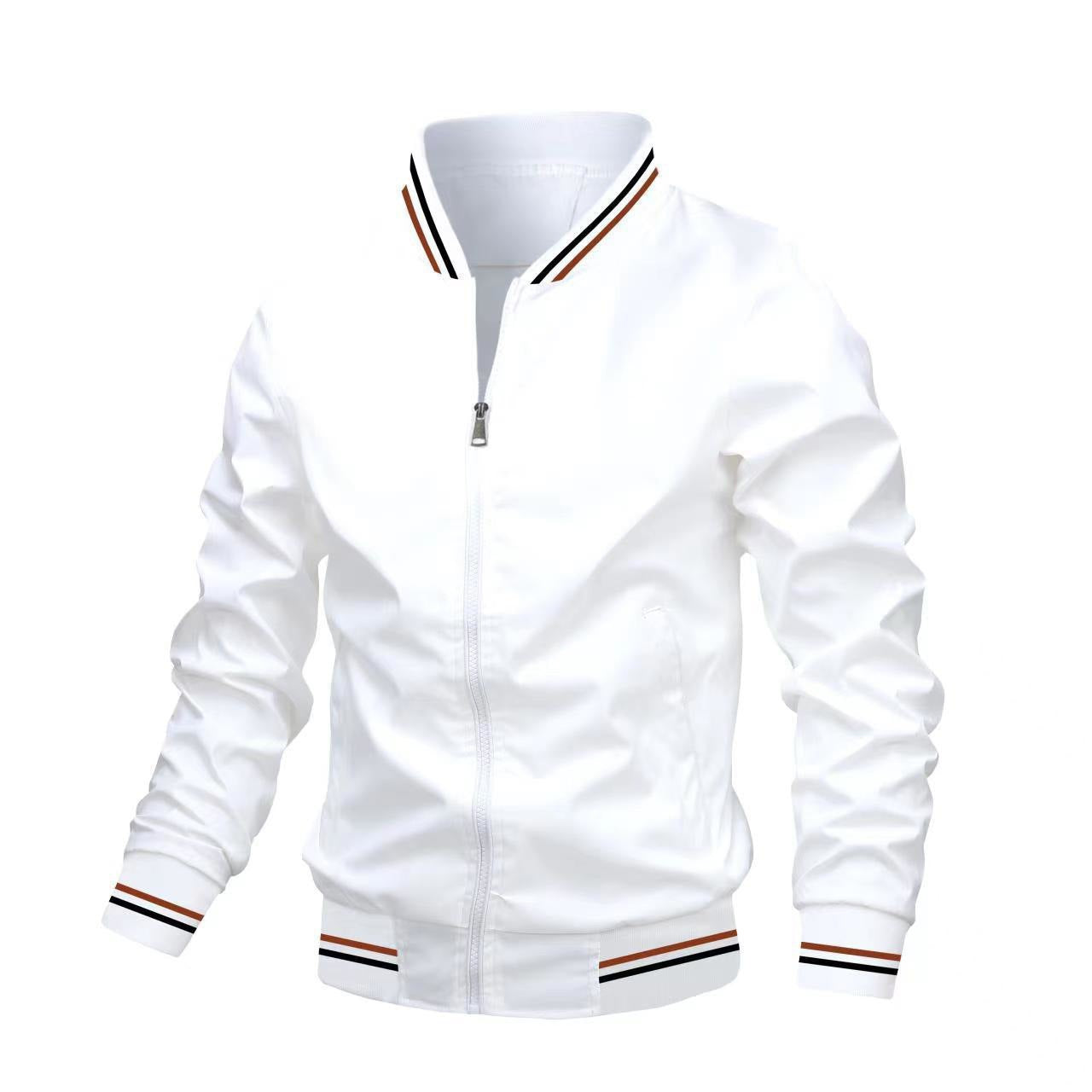 Veste homme – Coupe slim – Col montant – Ourlets côtelés – Fermeture zippée