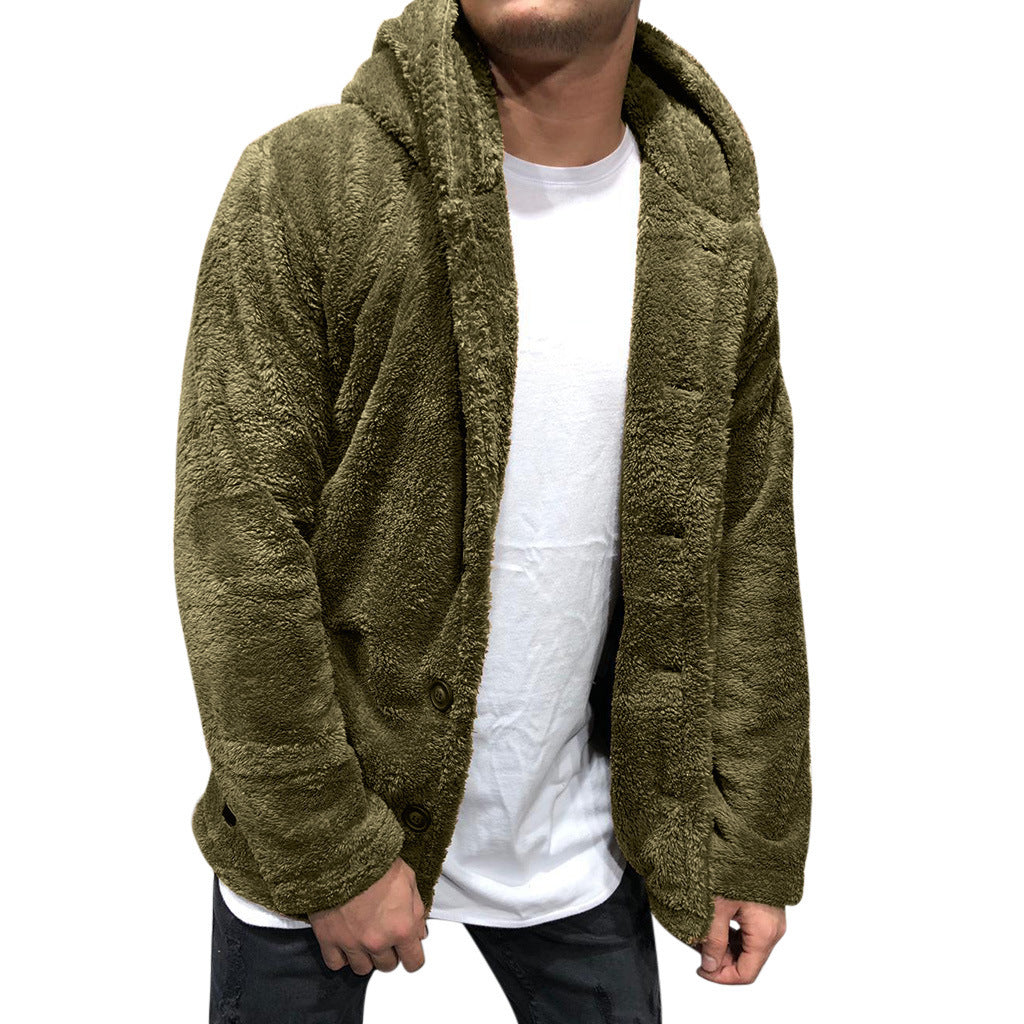 Veste à capuche homme – Polaire douce – Coupe décontractée – Fermeture à boutons