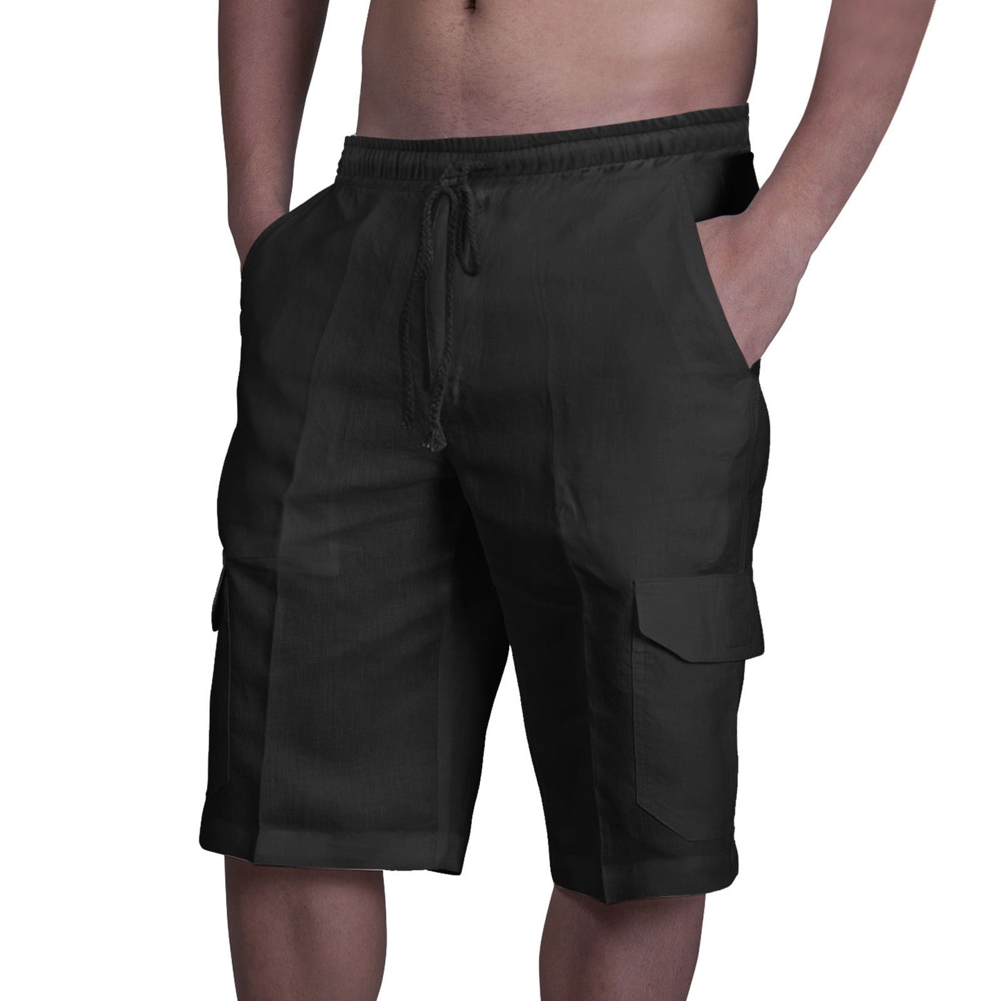 Short cargo homme – Coupe décontractée – Tissu respirant – Poches utilitaires – Cordon de serrage