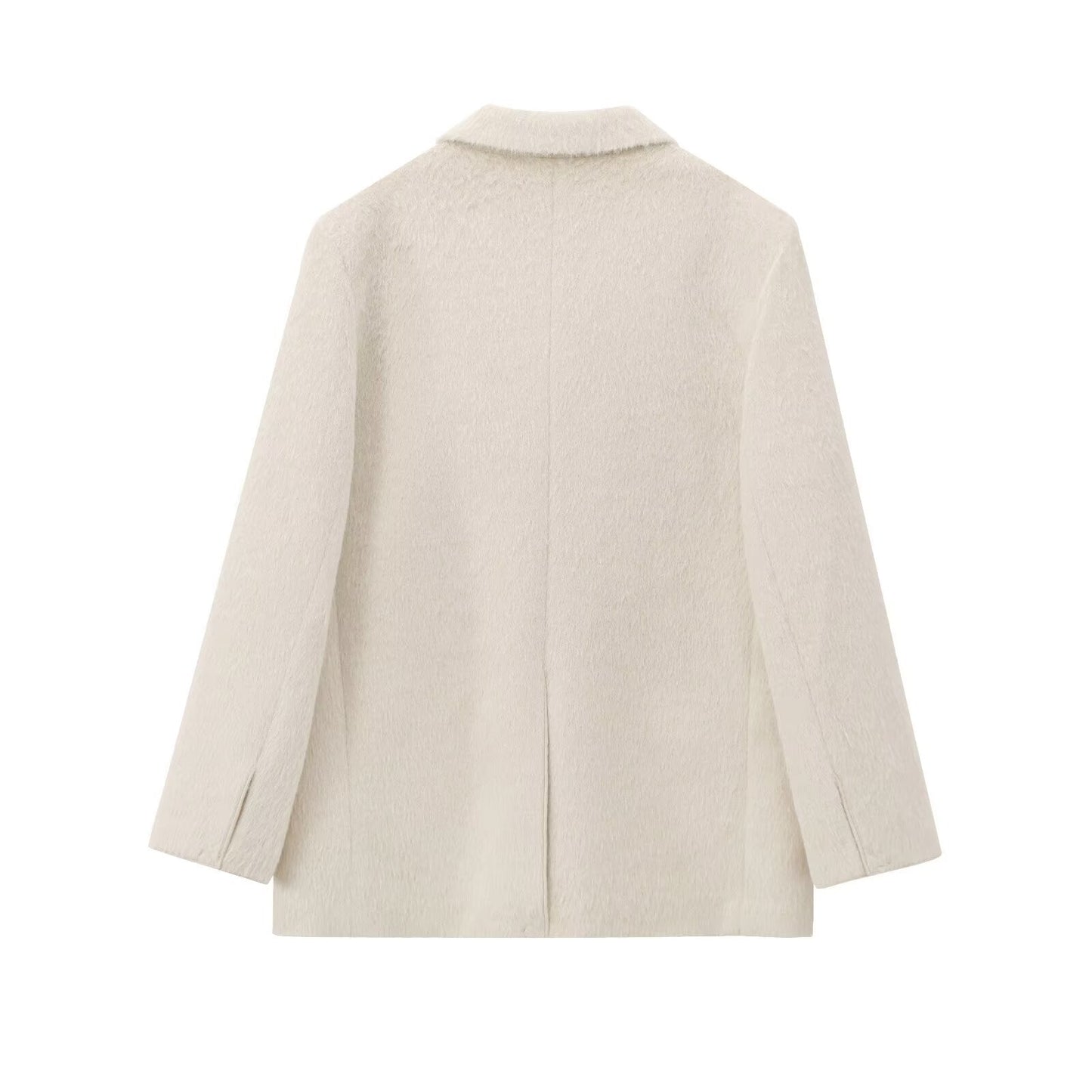 Veste blazer femme – Coupe cintrée – Tissu effet laine – Col classique – Boutonnage devant
