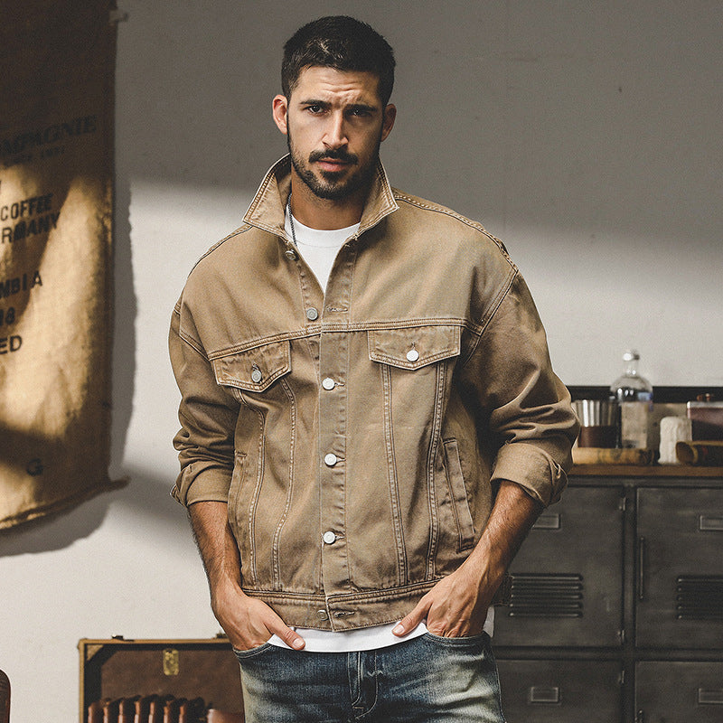 Veste en jean homme – Coupe décontractée – Fermeture boutonnée – Poches à rabat
