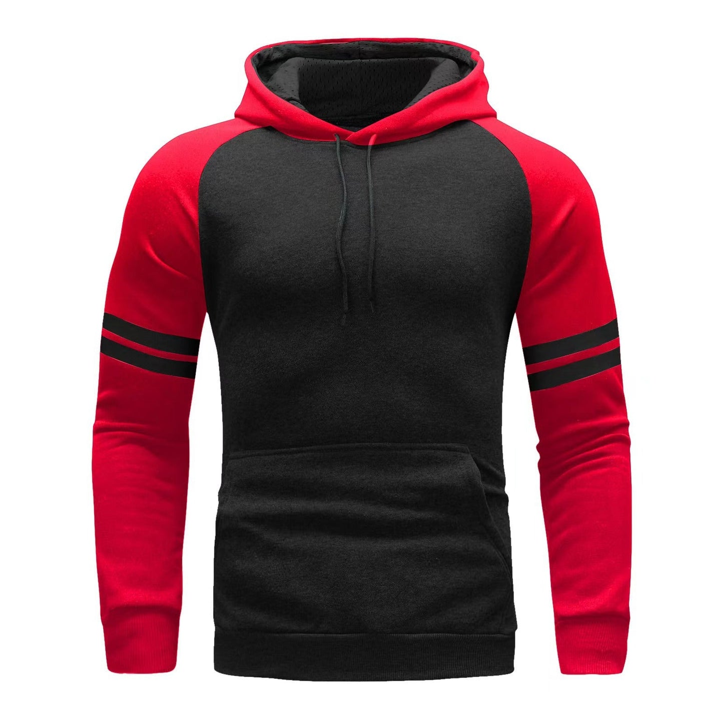 Sweat à capuche homme – Coupe régulière – Coton doux – Manches raglan à bandes