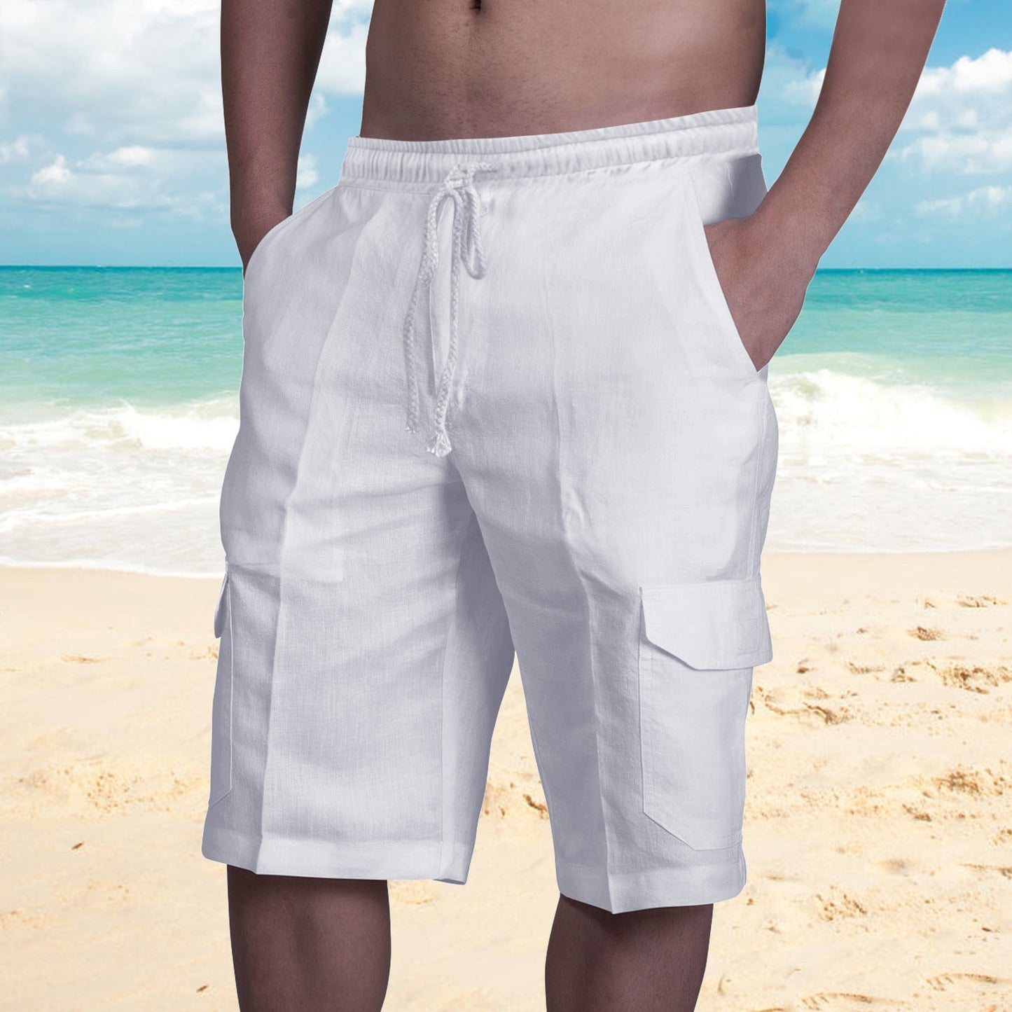 Short cargo homme – Coupe décontractée – Tissu respirant – Poches utilitaires – Cordon de serrage