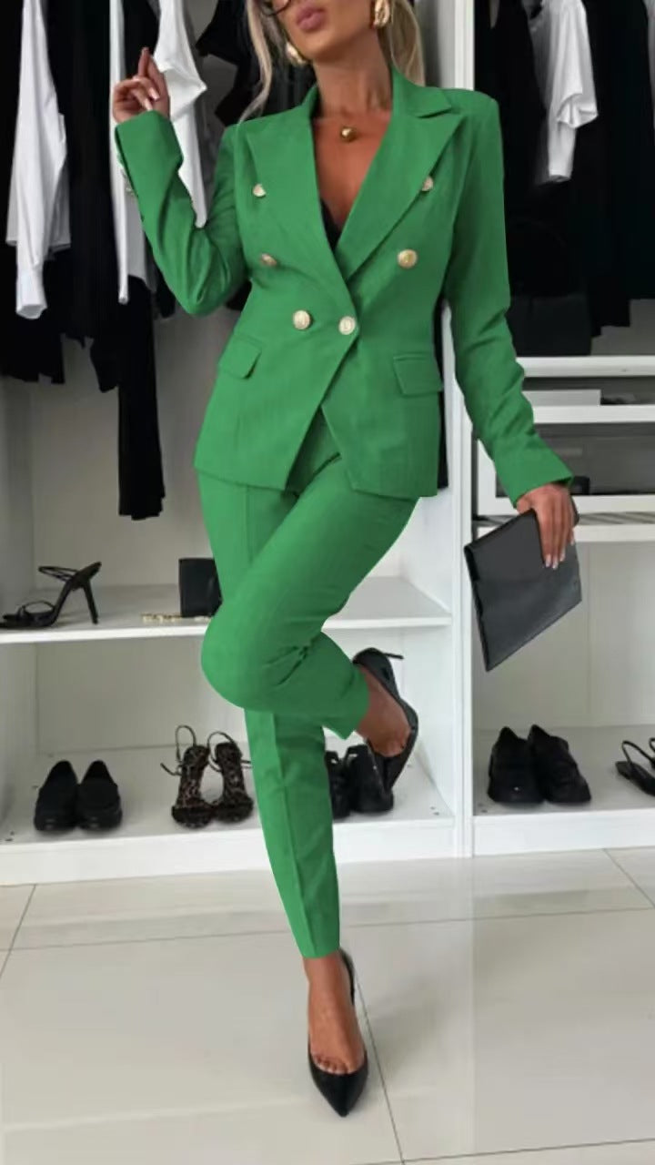 Veste blazer femme – Coupe slim – Double boutonnage – Revers tailleur – Style habillé