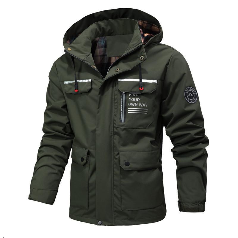 Veste coupe-vent homme – Capuche doublée – Coupe structurée – Poches multiples