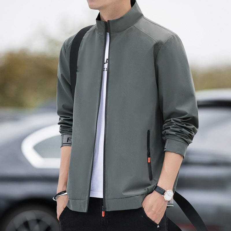 Veste homme – Coupe décontractée – Col montant – Fermeture zippée – Tissu léger respirant