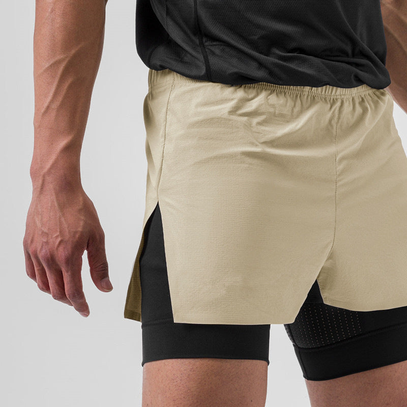 Short de sport homme – Coupe décontractée – Doublure compression – Tissu respirant